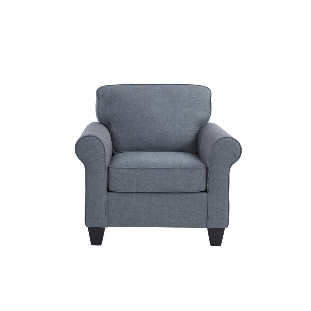 American Furniture Classics Blue Fabric Oversized Chair /w Rolled Arms