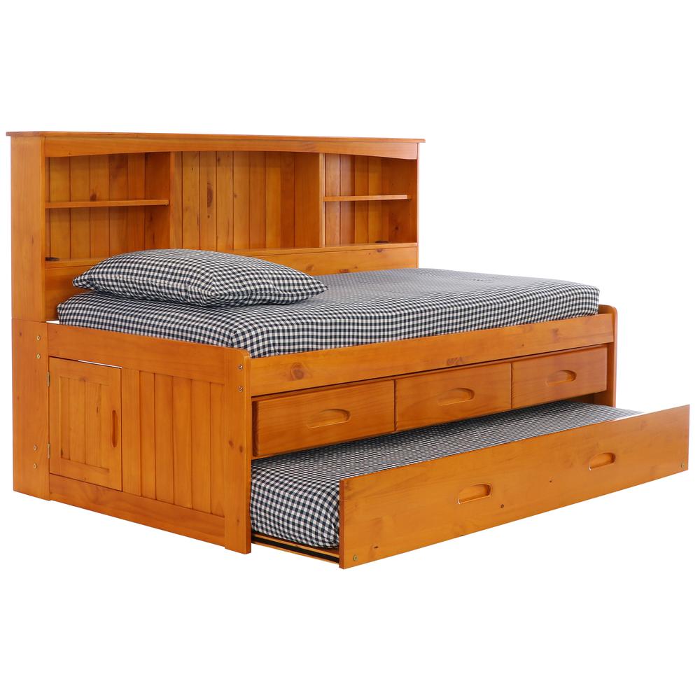 Solid Pine Full Sized Captains Bookcase Bed with 12 spacious underbed drawers