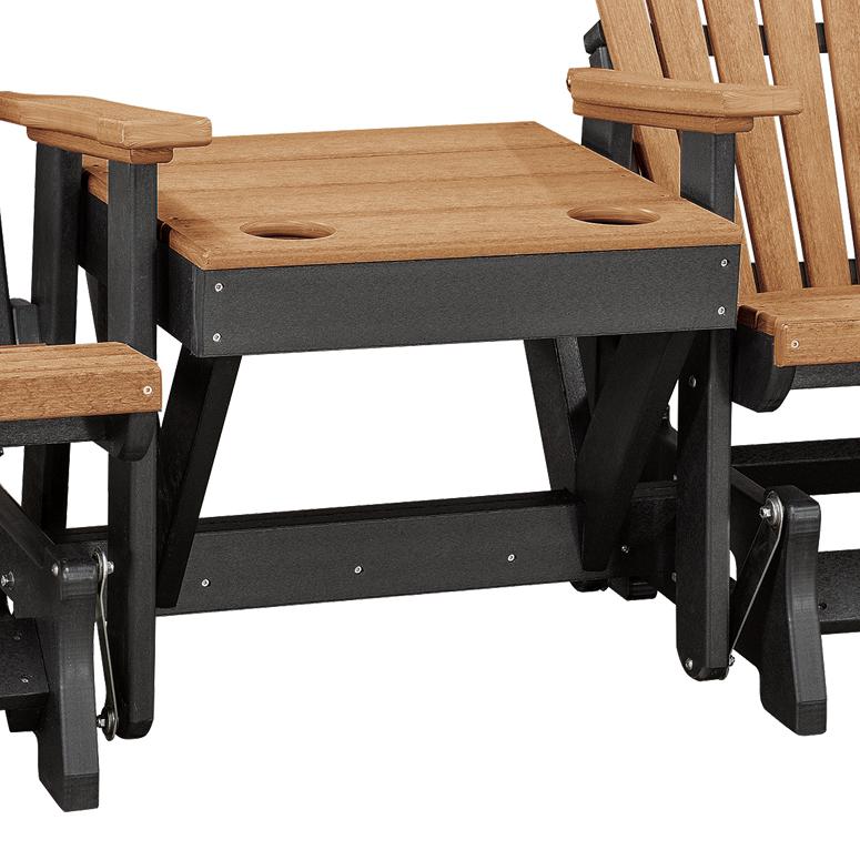 OS Home and Office Model 515CBK-K Double Glider with Center Table in Cedar with a Black Base