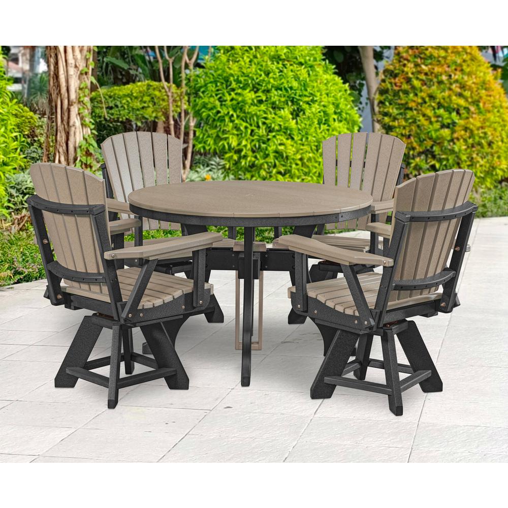 Five Piece Round Dining Height Dining Set in Weatherwood with a Black Base