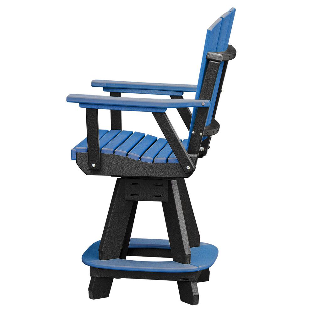 OS Home and Office Model 130-C-BBK Counter Height Swivel Arm Chair in Blue with a Black Base