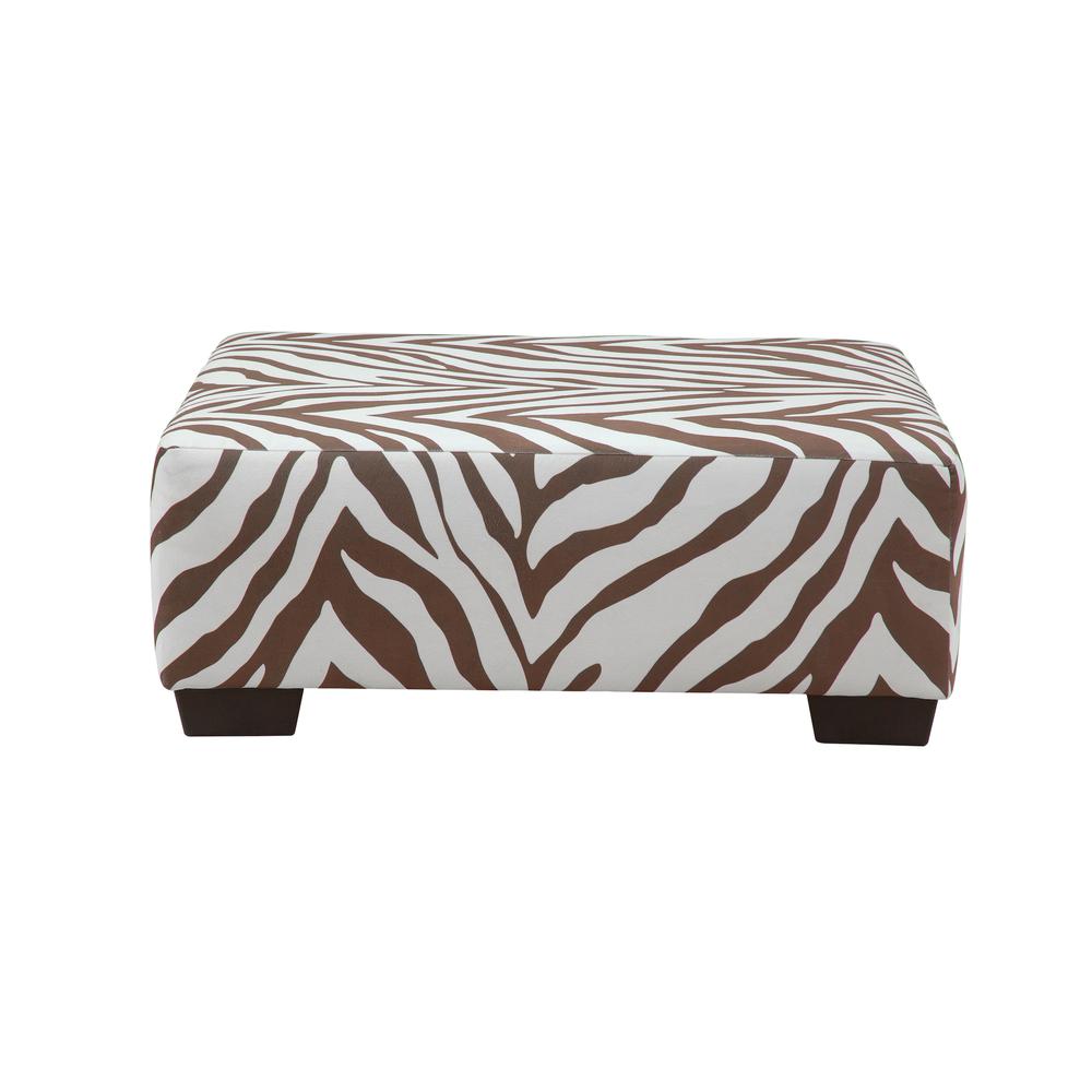 Square Arm Series Brown and White Zebra Upholstered Ottoman