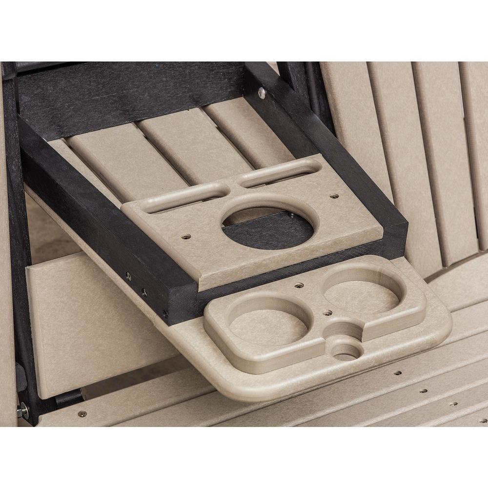 Two Seat Fan Back Glider with Drop Down Table/Cup Holder in Weatherwood