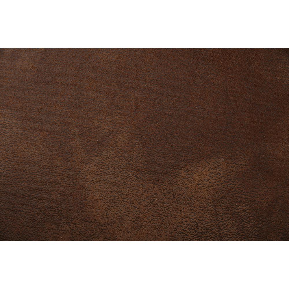 Solid Wood Hall Bench with Pinto Brown Microfiber Fabric Covered Cushioned Seat