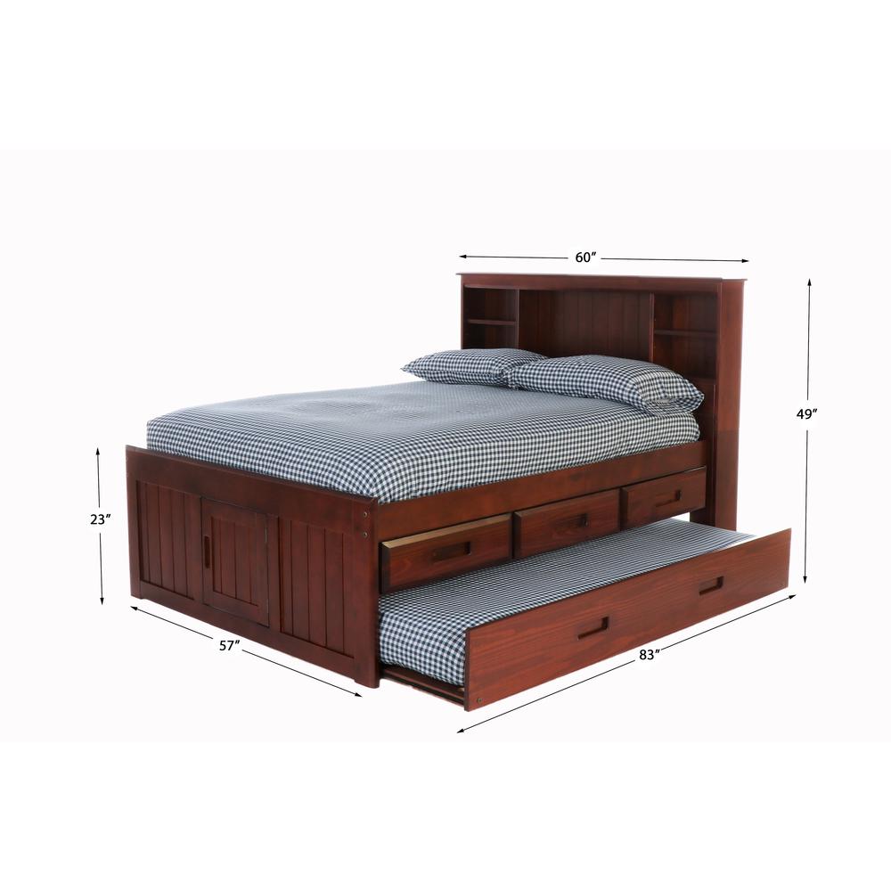 Full Captains Bookcase Bed with 3 drawers and a Twin Sized Trundle
