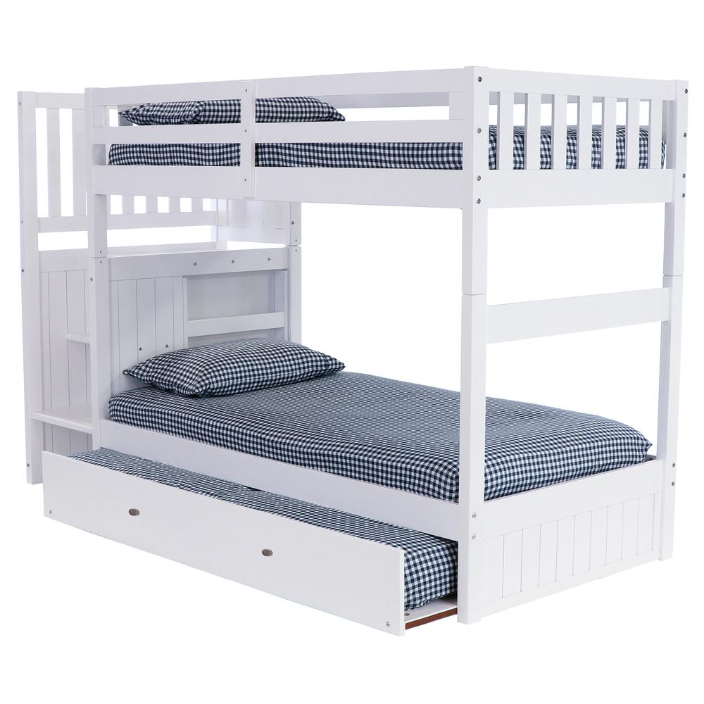 Mission Staircase Twin over Twin Bunk Bed with Four Drawer Chest