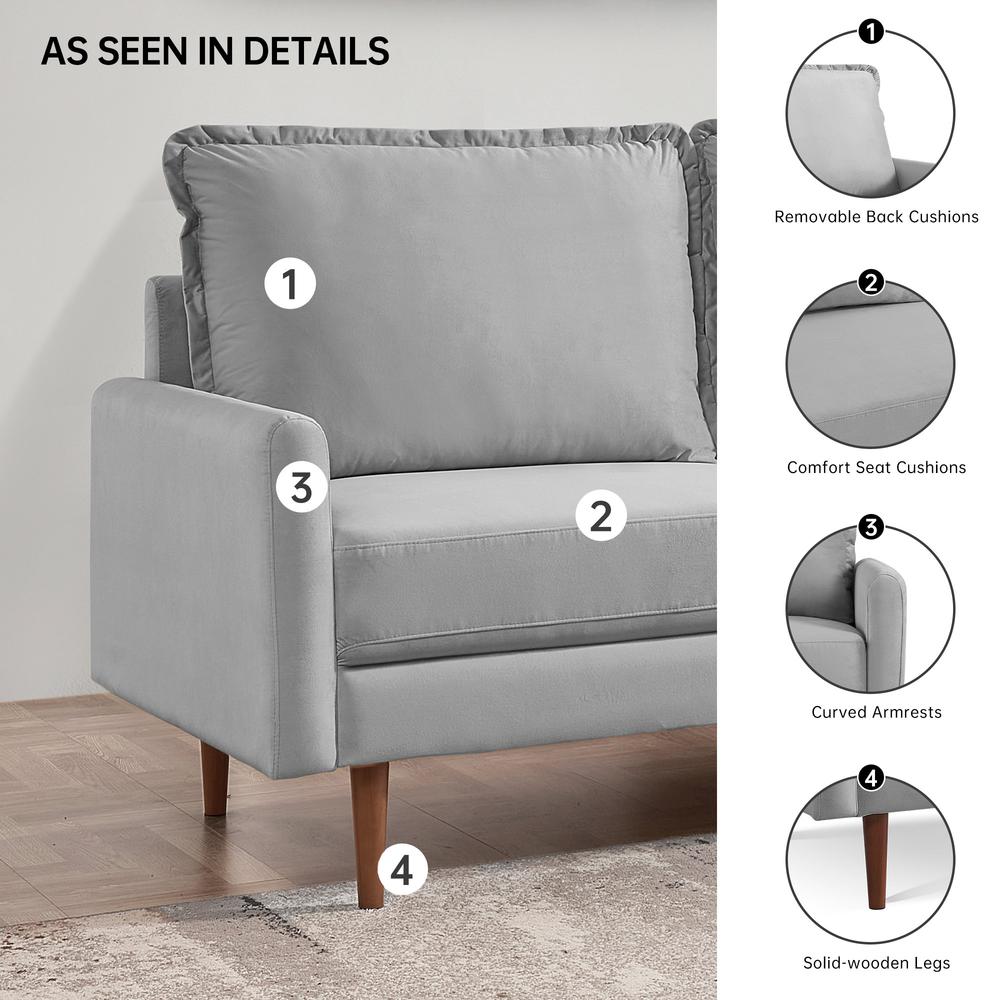 57 Inch Wide Upholstered Two Cushion Loveseat with Cambered Arms