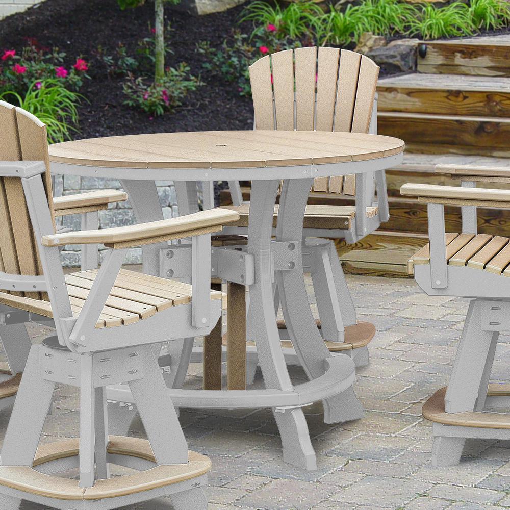 OS Home and Office Model 44R-C-WWWT Counter Height Round Table in Weatherwood with White Base