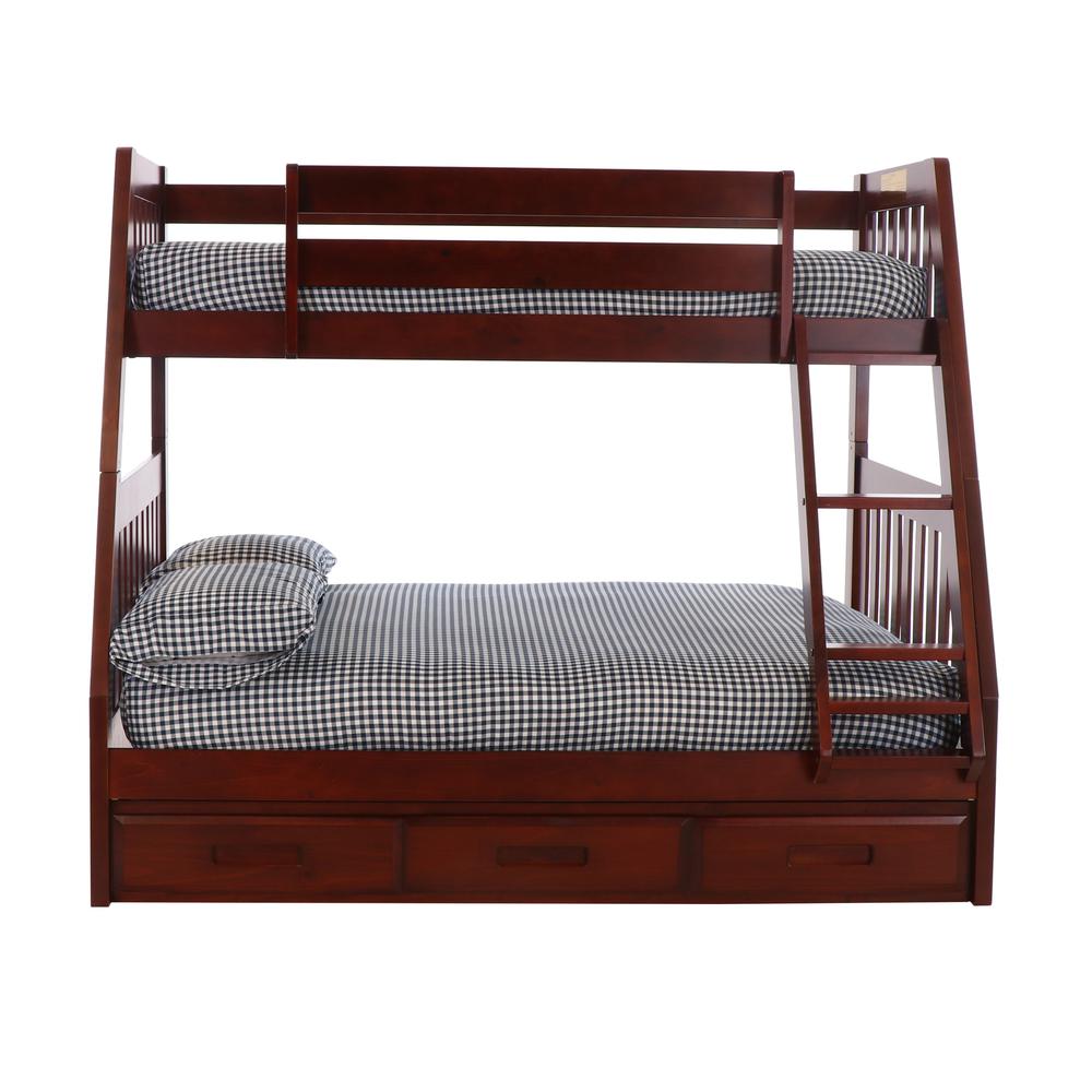 Mission Twin over Full Bunk Bed with Three Drawers
