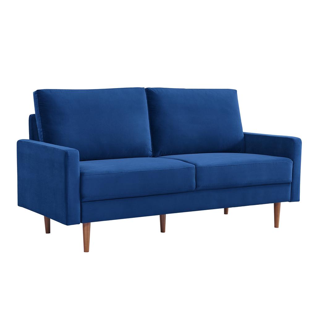 69 Inch Wide Upholstered Two Cushion Sofa with Square Arms