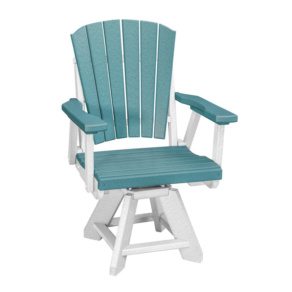 Dining Height Swivel Arm Chair in Aruba Blue with a White Base