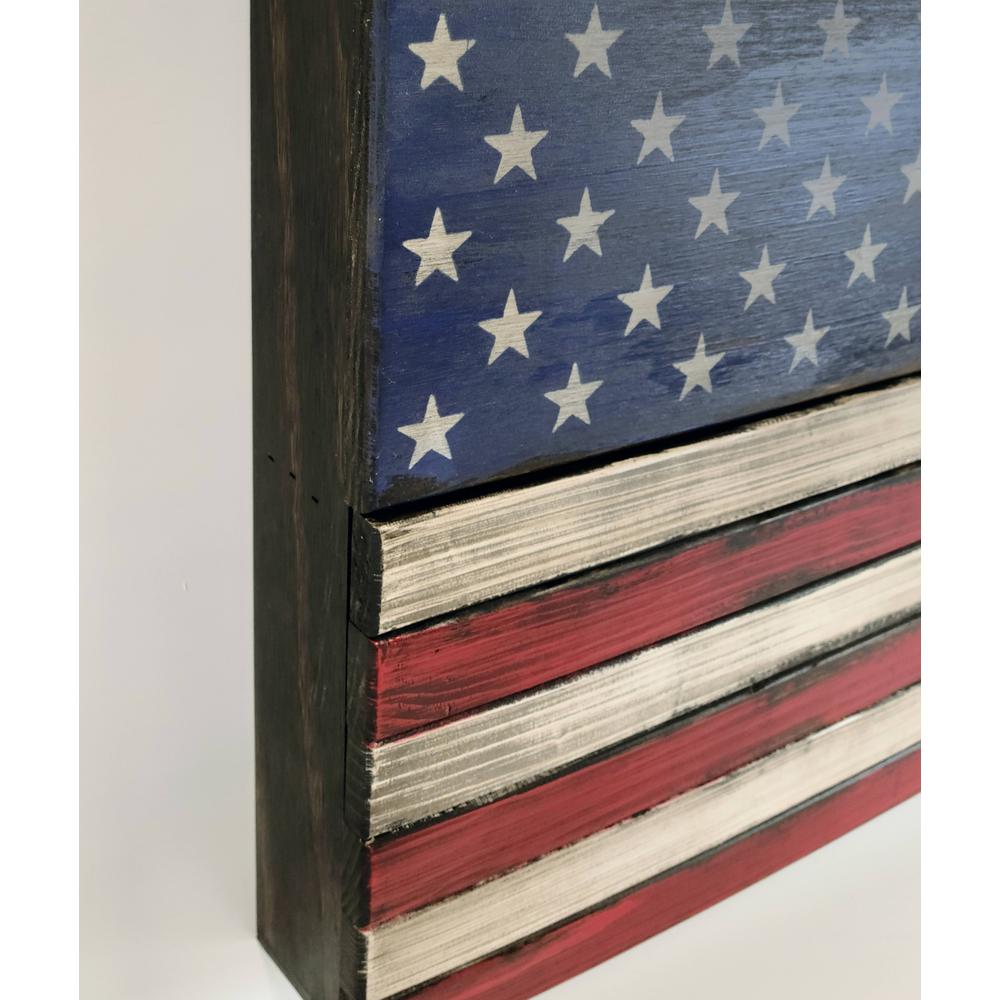 American Furniture Classics Model LRG2COMP Large American Flag Wall Hanging Gun Concealment with Two Secret Compartments