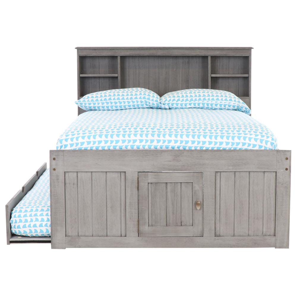 Full Captains Bookcase Bed with 3 drawers and a Twin Sized Trundle
