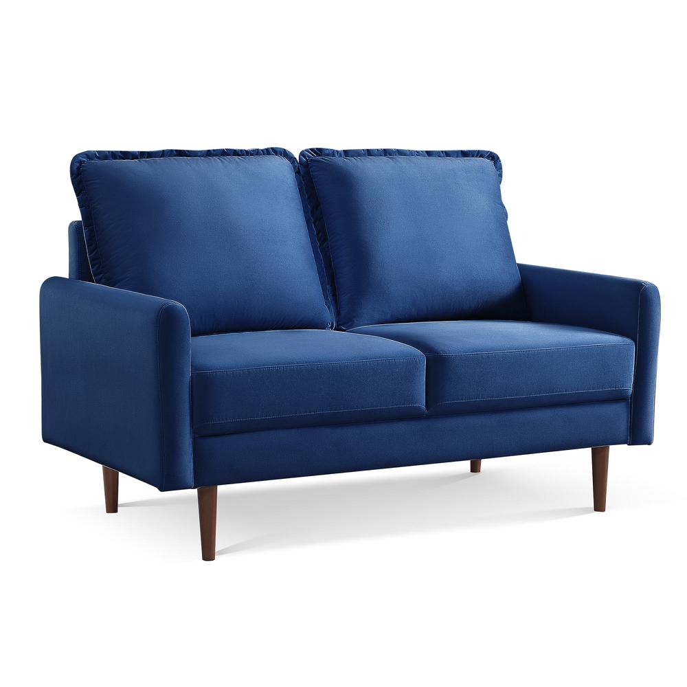 57 Inch Wide Upholstered Two Cushion Loveseat with Cambered Arms