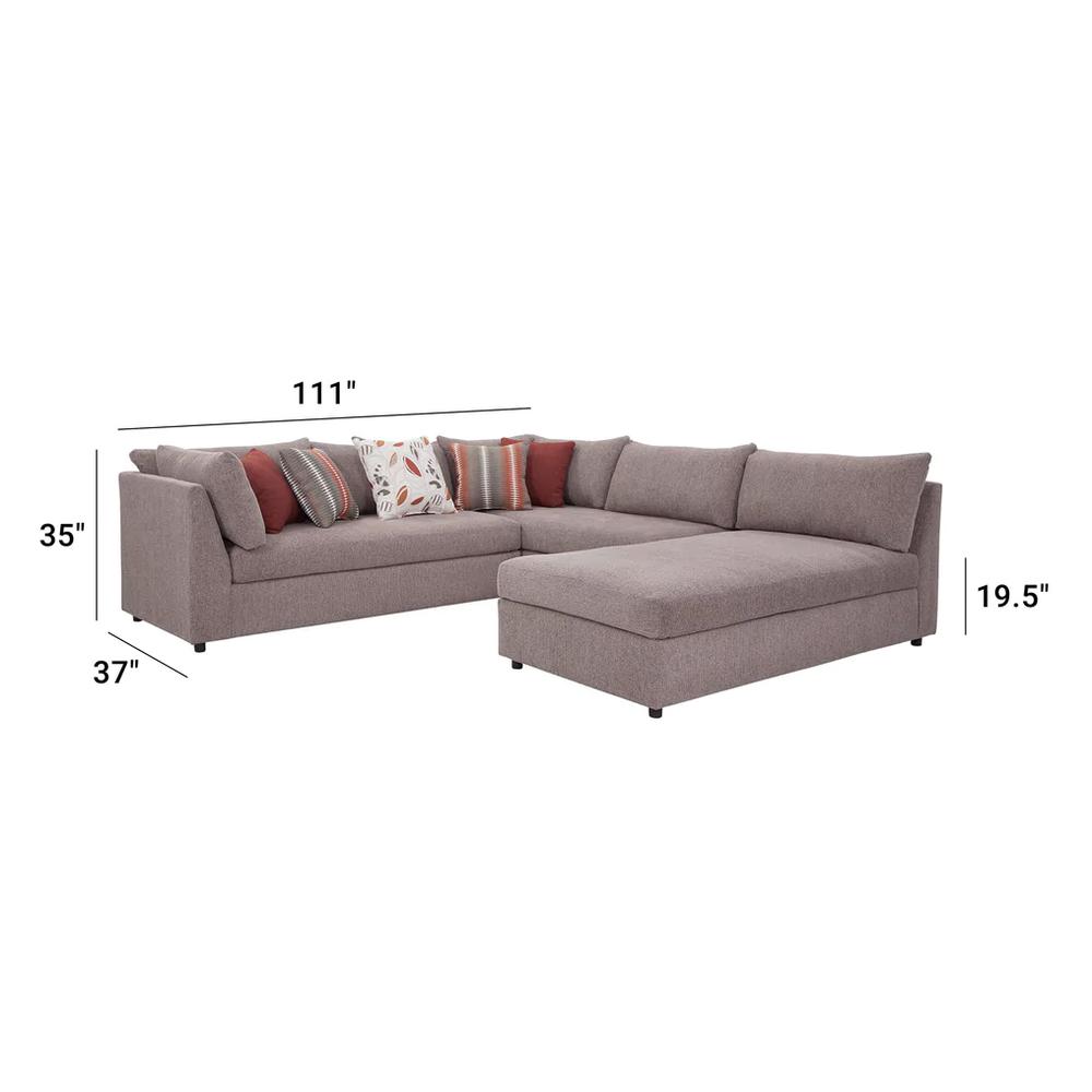 American Furniture L Shaped Sectional Sofa with Chaise and Five Accent Pillows