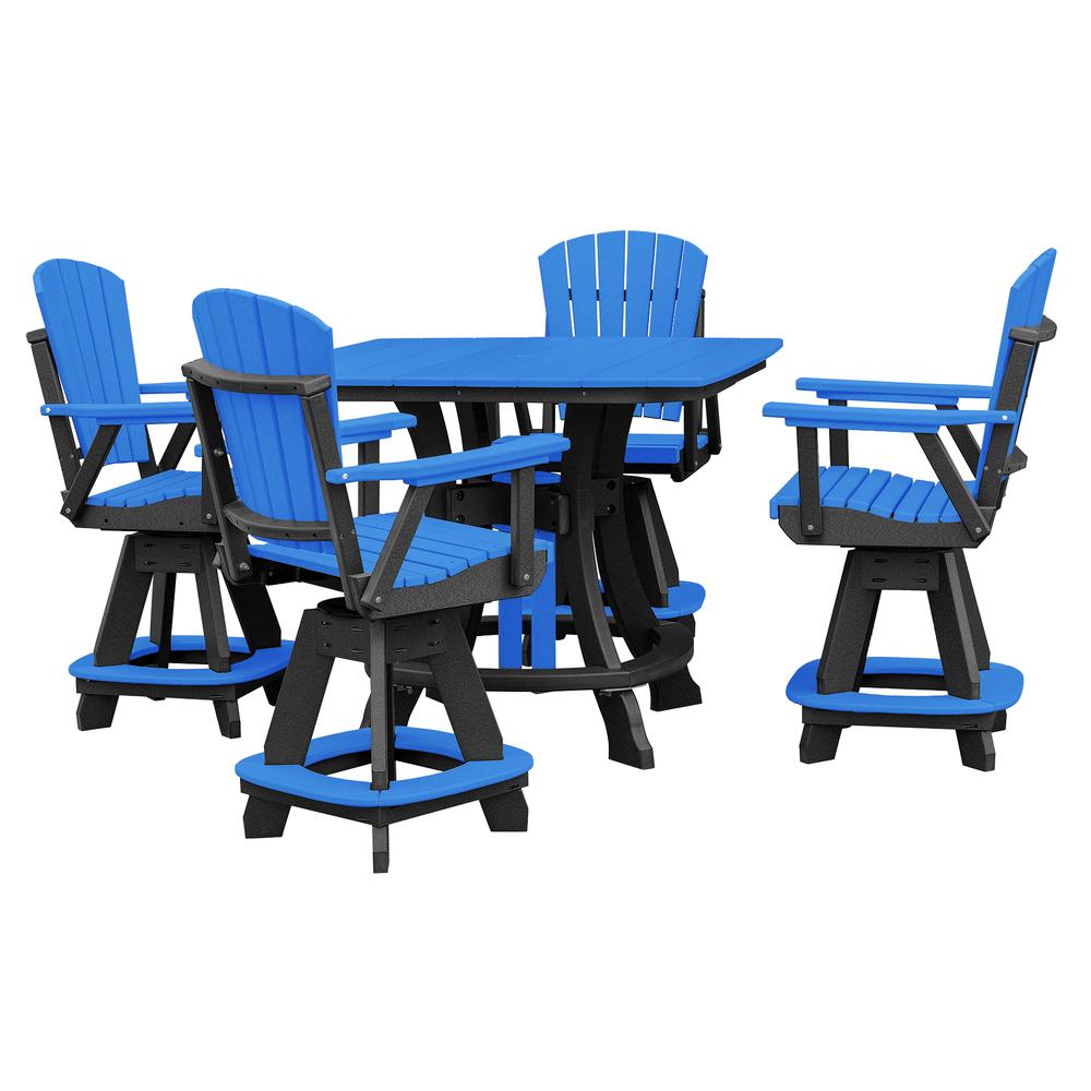 OS Home and Office Model CS130BBK-K Five Piece Square Counter Height Dining Set in Blue on a Black Base
