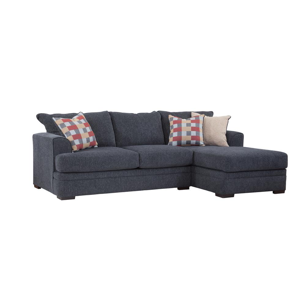 Performance Charcoal Two Piece Sectional Sofa with Three Throw Pillows