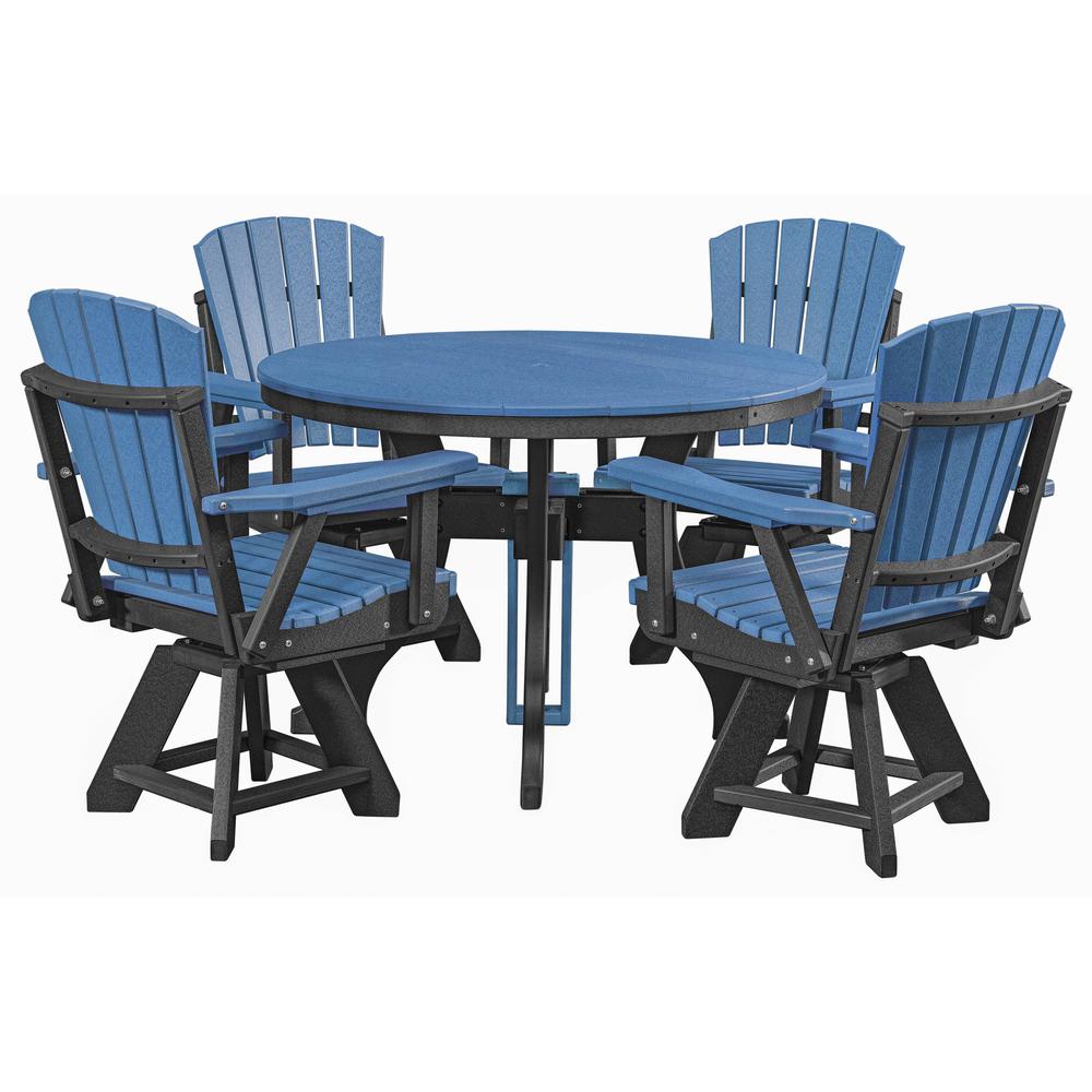 Five Piece Round Dining Height Dining Set in Blue with a Black Base
