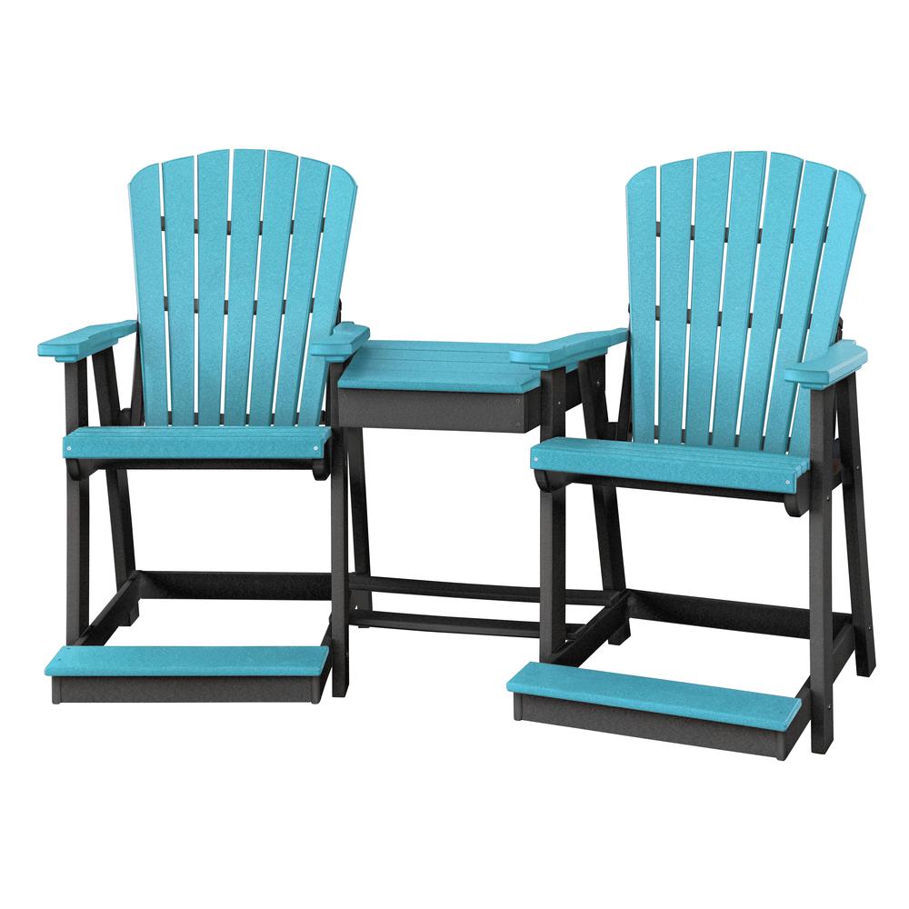 OS Home and Office Counter Height Settee Table Combo in Aruba Blue with a Black Base