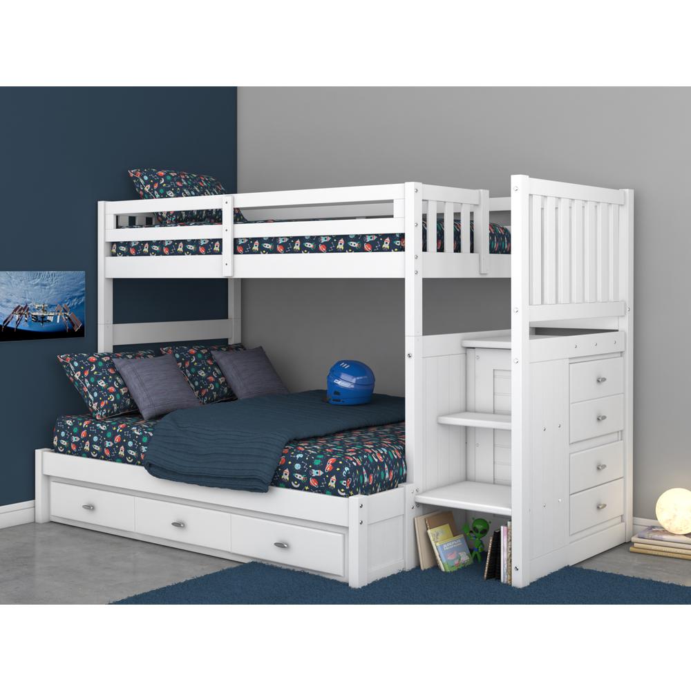 Mission Staircase Twin over Full Bunk Bed with Seven Drawers