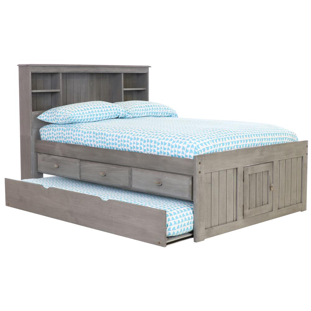 Full Captains Bookcase Bed with 3 drawers and a Twin Sized Trundle