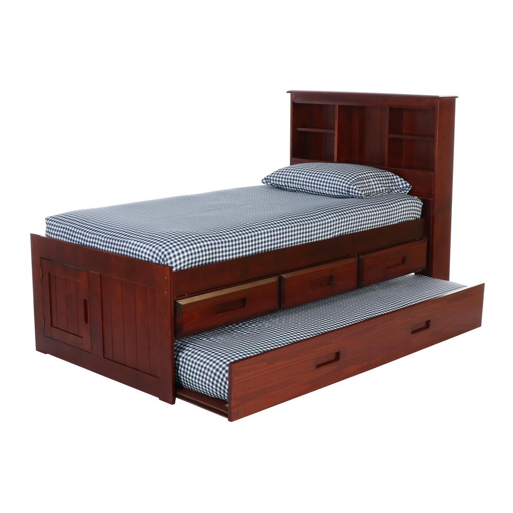 Twin Captains Bookcase Bed with 3 drawers and a Twin Sized Trundle