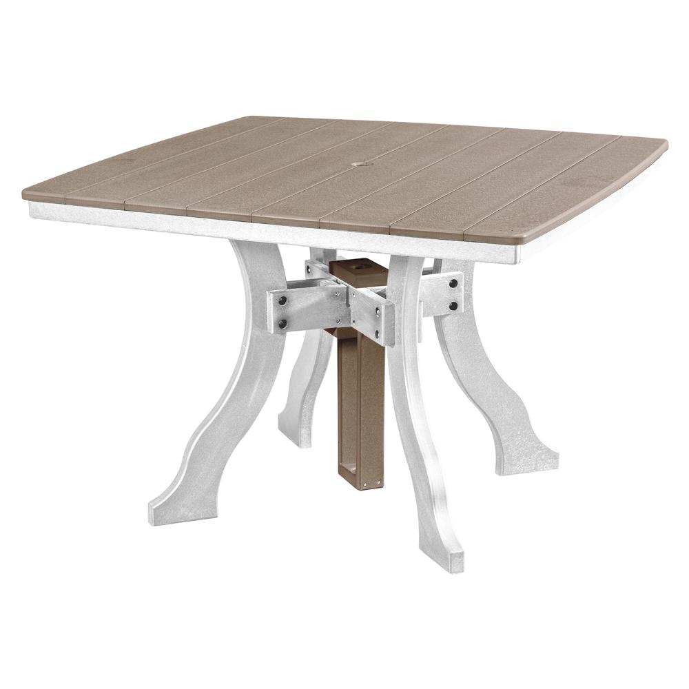 Dining Height Square Table in Weatherwood with a White Base