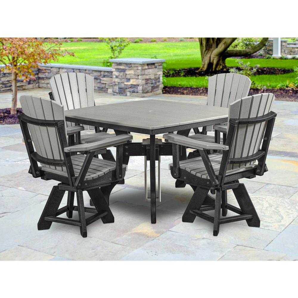 Five Piece Square Dining Height Dining Set in Light Grey with a Black Base