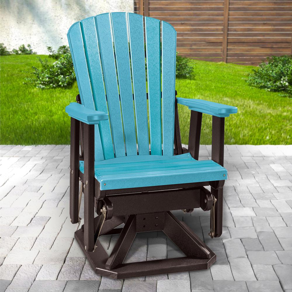 Fan Back Swivel Glider in Aruba and Black