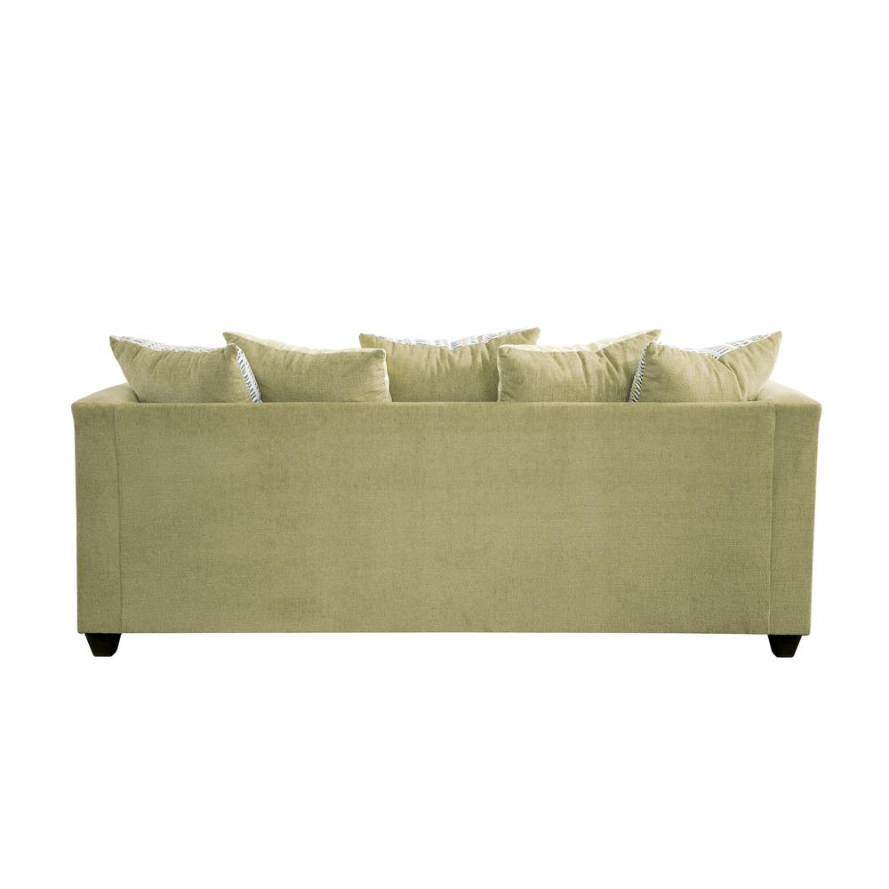 Urban Square Arm Green Two Piece Sectional Sofa with Seven Throw Pillows