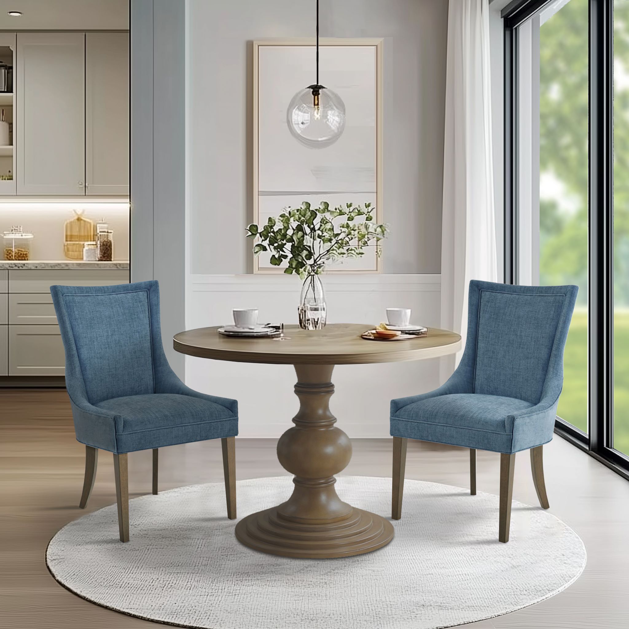 Ultra Ultra Upholstered Dining Side Chairs with wood legs (Set of 2)