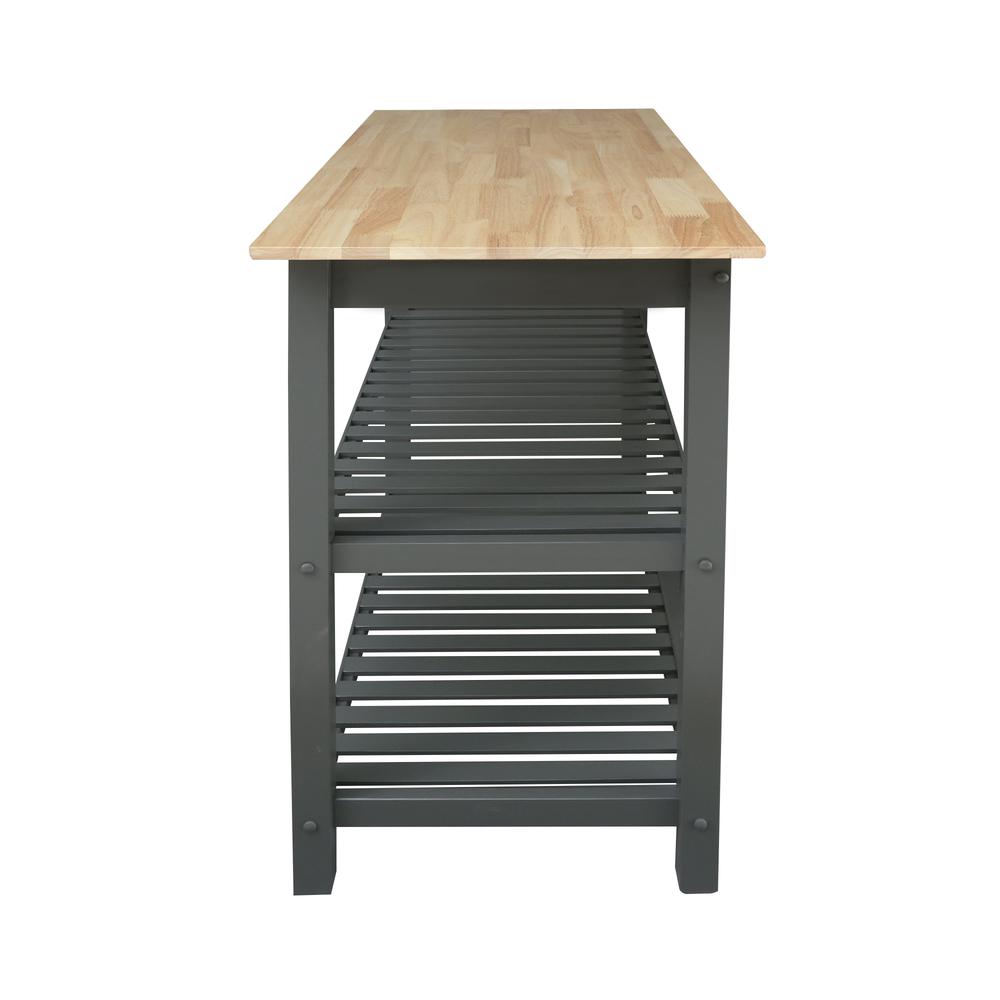Kitchen Island Bar Station with Hardwood Counter Top – Slate Gray