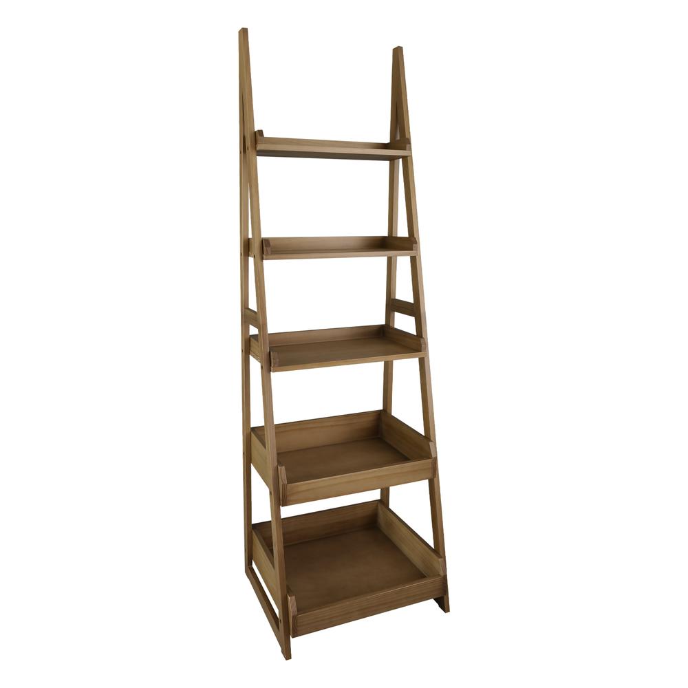 Cascade 5-Shelf Ladder Bookcase – Alpine Gray