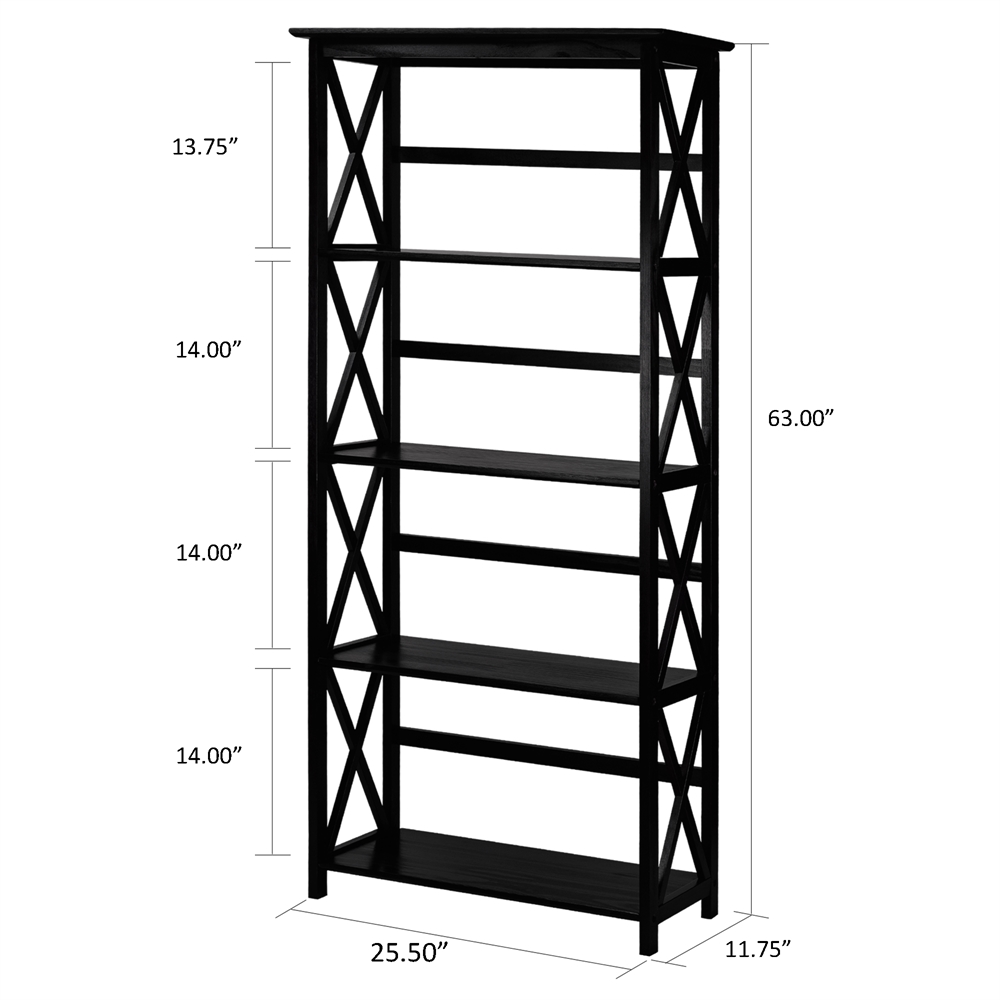 Montego 5-Shelf Bookcase-Black