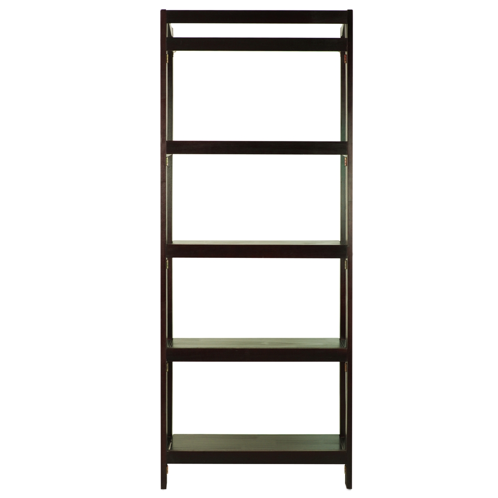 Stratford 5-Shelf Folding Bookcase-Espresso