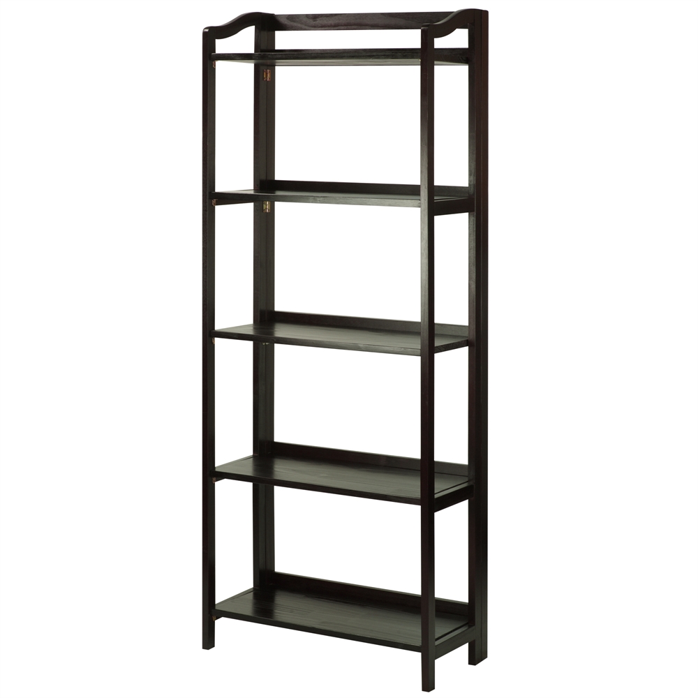 Stratford 5-Shelf Folding Bookcase-Espresso