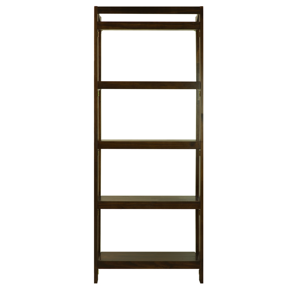 Stratford 5-Shelf Folding Bookcase-Warm Brown