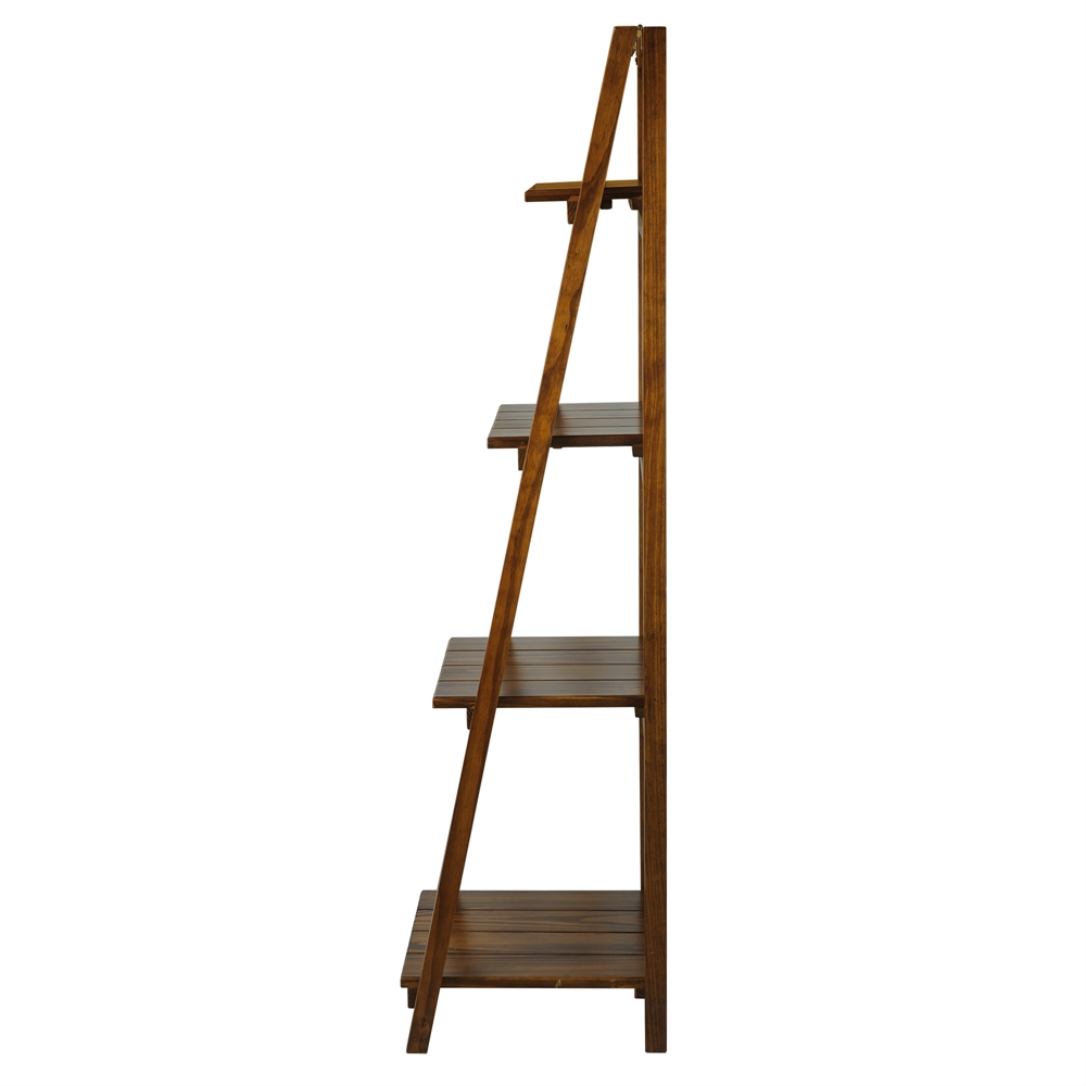 Manhasset Slatted 4-Shelf Folding Bookcase-Warm Brown