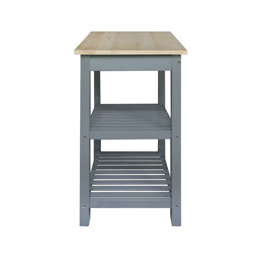 Sunrise Kitchen Island with Solid Wood Top – Slate Gray