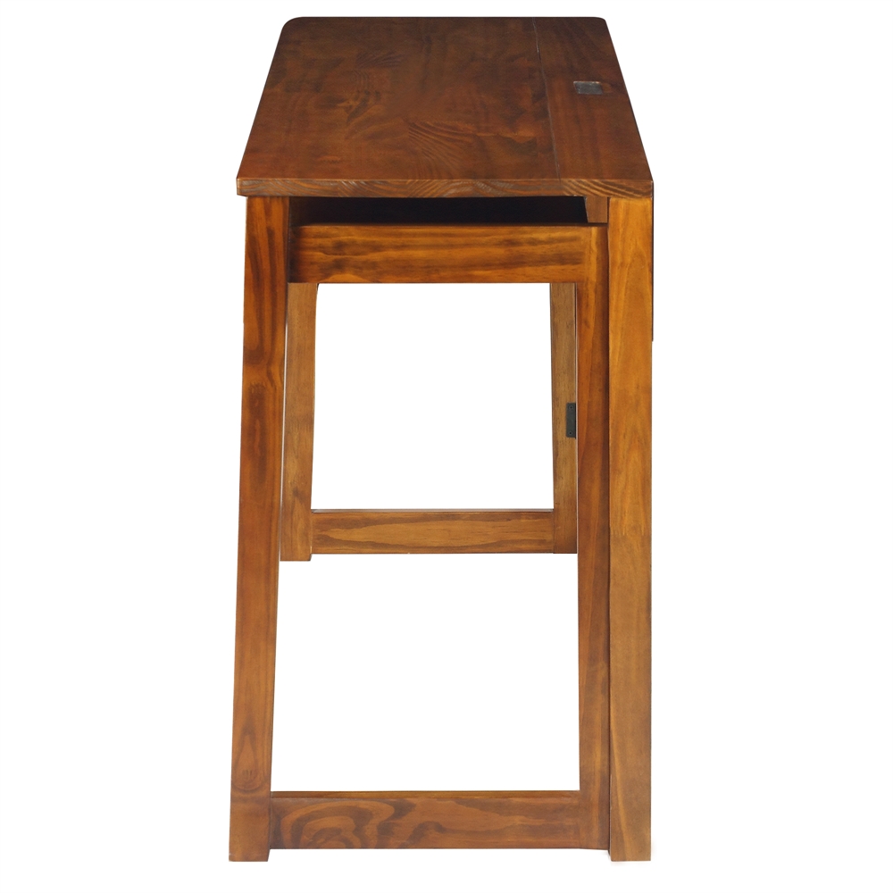 Folding Desk with Pull-Out & USB Port-Warm Brown