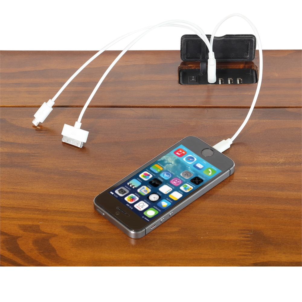 Folding Desk with Pull-Out & USB Port-Warm Brown