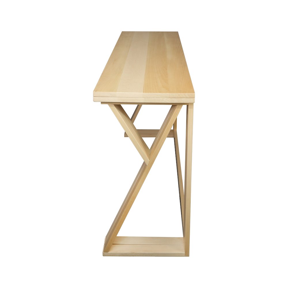 Aztecs Folding Console to Dining Convertible Table with Solid American Basswood