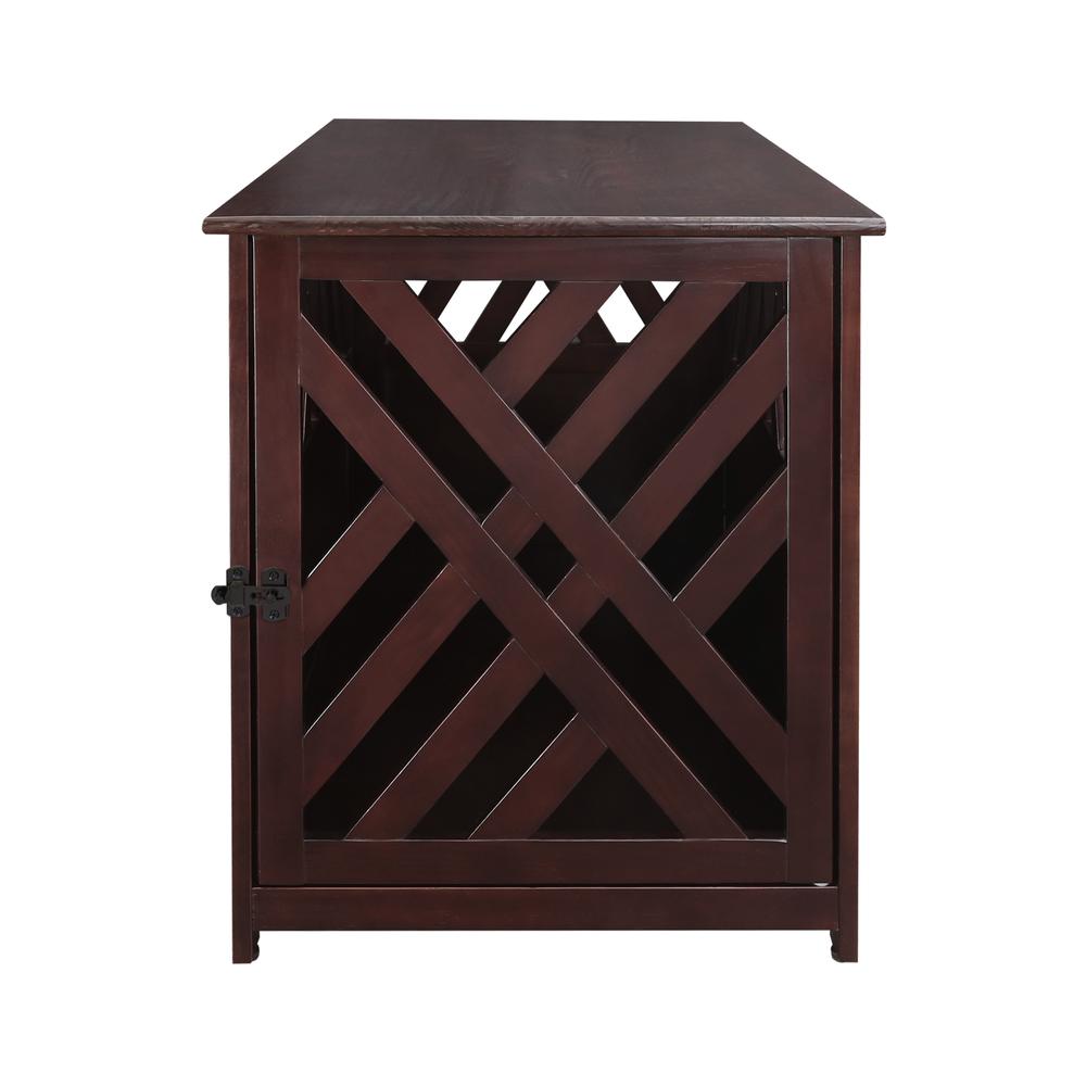 Modern Lattice Wooden Pet Crate End Table – Espresso