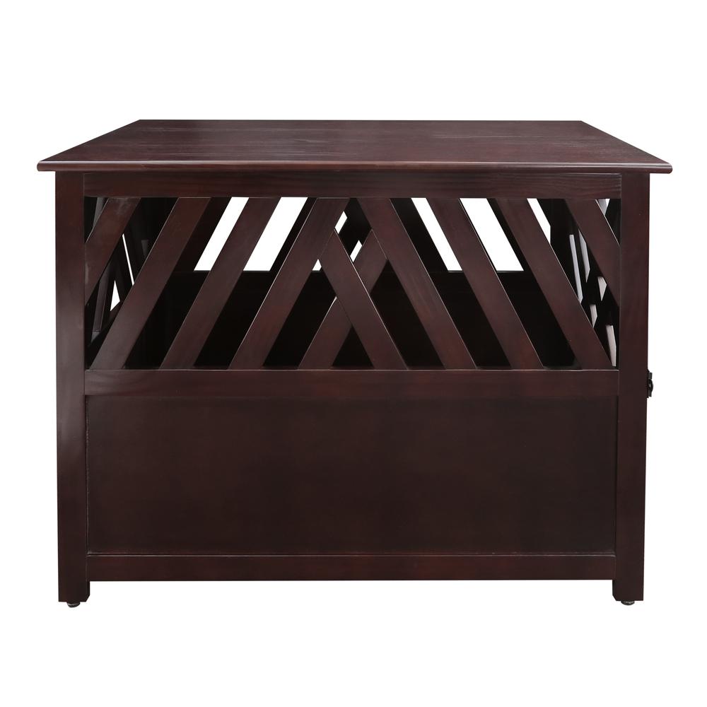 Modern Lattice Wooden Pet Crate End Table – Espresso