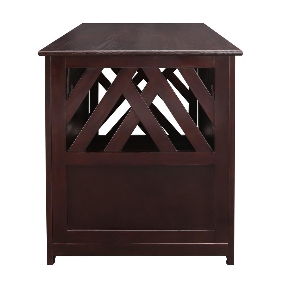 Modern Lattice Wooden Pet Crate End Table – Espresso