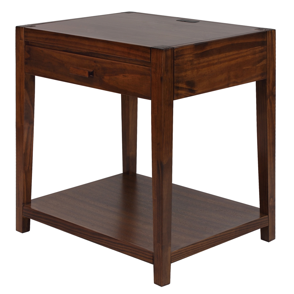 Notre Dame Night Stand with USB Port-Warm Brown