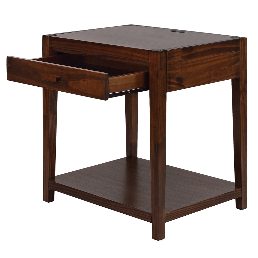 Notre Dame Night Stand with USB Port-Warm Brown