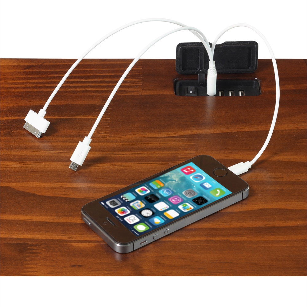 Notre Dame Night Stand with USB Port-Warm Brown