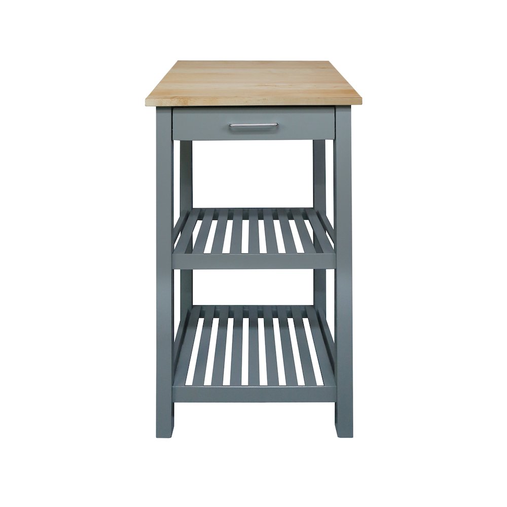 Sunrise Kitchen Island with Solid Wood Top – Slate Gray