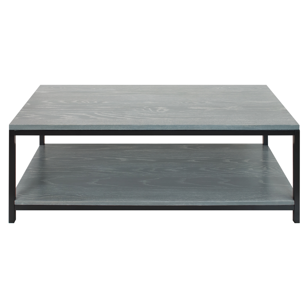 American Trails Studio Coffee Table with Solid Red Oak Top and Shelf – Gray Wash